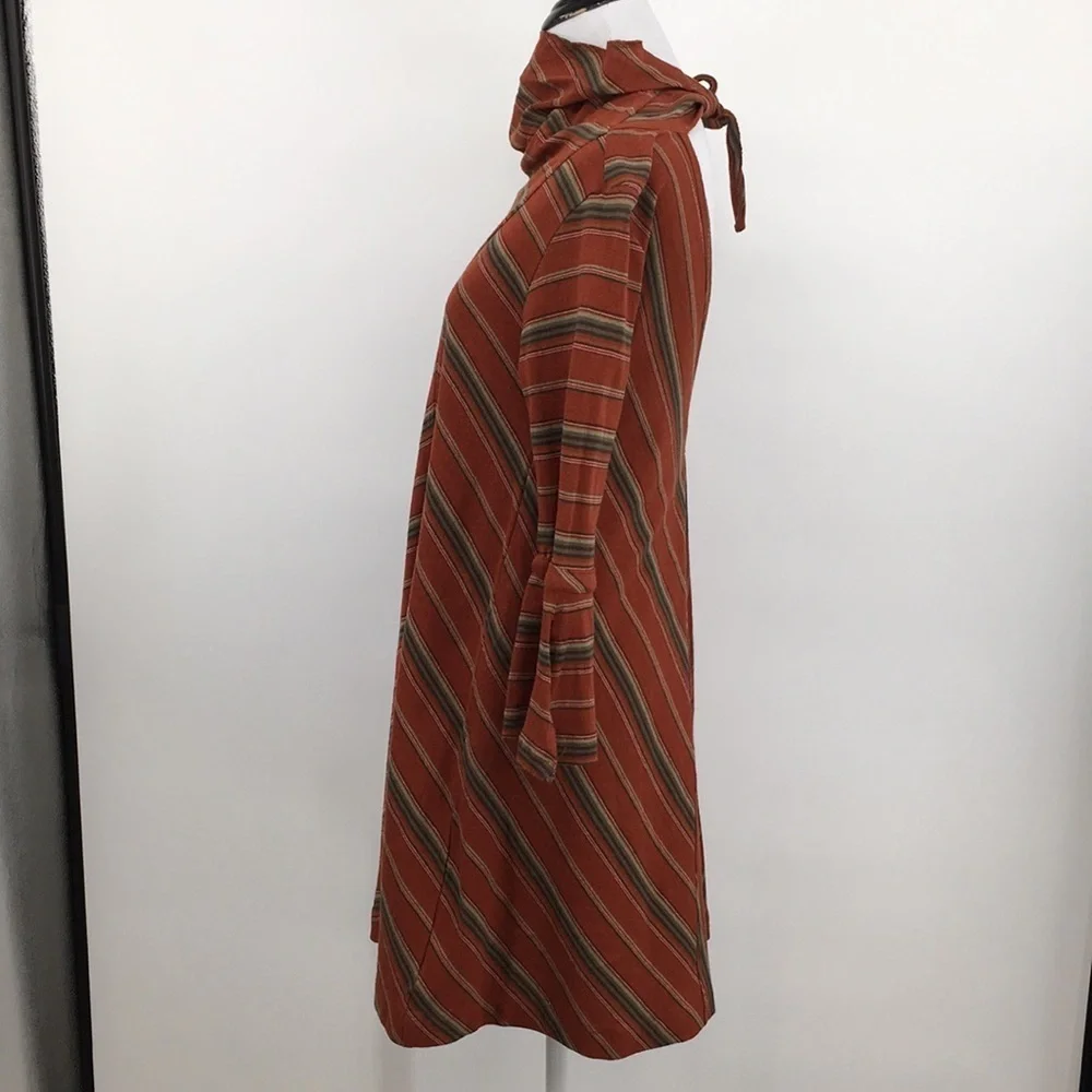 New‎ Romantics Free People Swing Dress Womens XS Orange Green Striped Knit